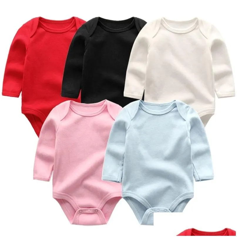 Tutarlar kız bebek erkek erkek romper 5pcs/lots doğumlu sleepsuit bebek kıyafetleri uzun kollu düz renkli tulumlar unisex custome 201127 Drop d dhfp0