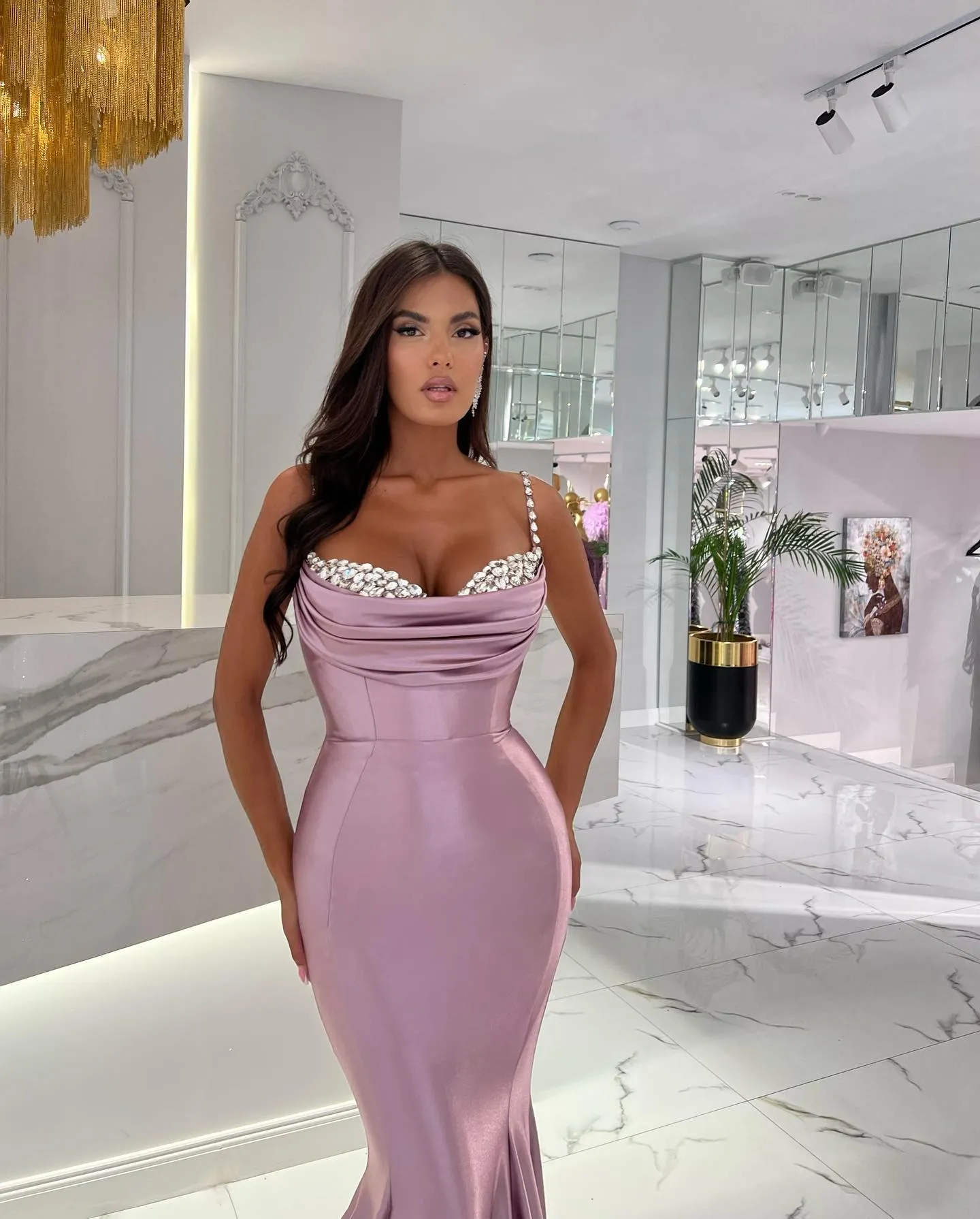 Dark pink satin dress hot sale