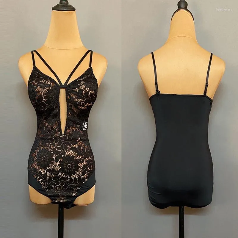 Stage Wear Sexy Hollow Out Lace Latin Dance Tops Summer Practice Ballroom Tango Clothing Women Bodysuit DL10853