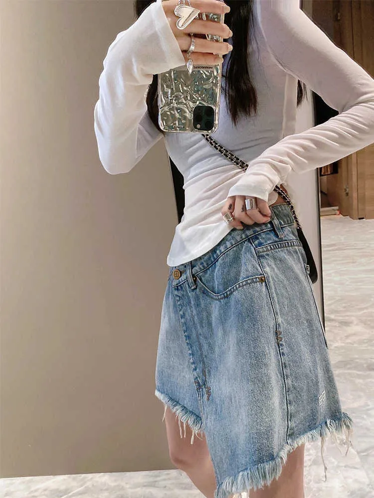 ミニスカート [OPEN YY] WRAP DENIM SKIRT : 2 color WRAP DENIM SKIRT, INDIGO