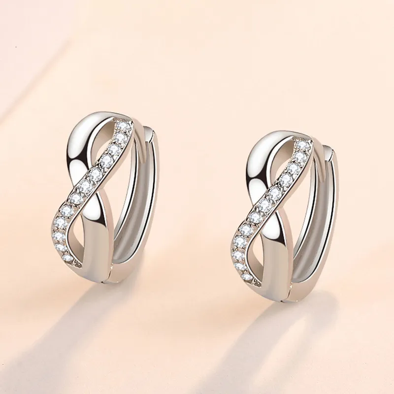 Stud Arrival Orera femmina 925 Ago d'argento 8 Twist a forma di infinito Eterno Endless Zircone Piccole orecchini per donna Regalo femminile 230814