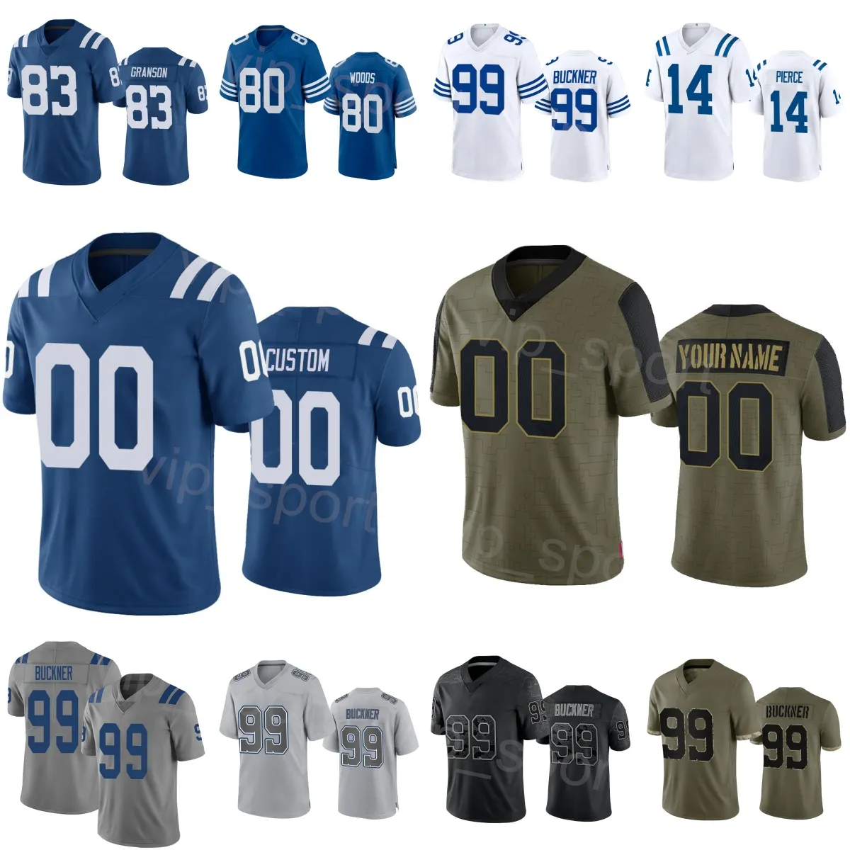 2024 Nuova squadra Football 35 Deon Jackson Jersey 44 Zaire Franklin 99 Deforest Buckner 14 Alec Pierce 80 Jelani Woods 83 Kylen Gransson 28 Jonathan Taylor Uniform Men Kids Kids