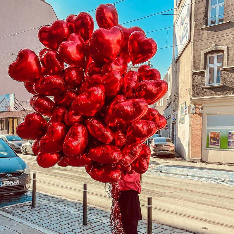 Dekoration 18 Zoll rotes Herz Luftfolienballons Alles Gute zum Geburtstag Ballondekorationen Hochzeit Festival Supplies