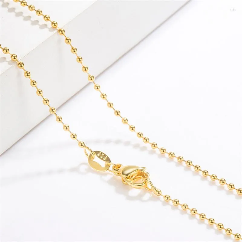 Chains Necklace 18k Gold Light Bead Chain Women's Jewelry Wedding Party Gift Lobster Clasp