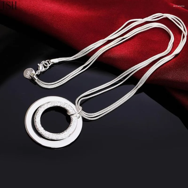 Hängen 925 Sterling Silver Exducite Noble Luxury Charm Fashion Women Lady Charms Wedding Circle Halsband 18 tum smycken