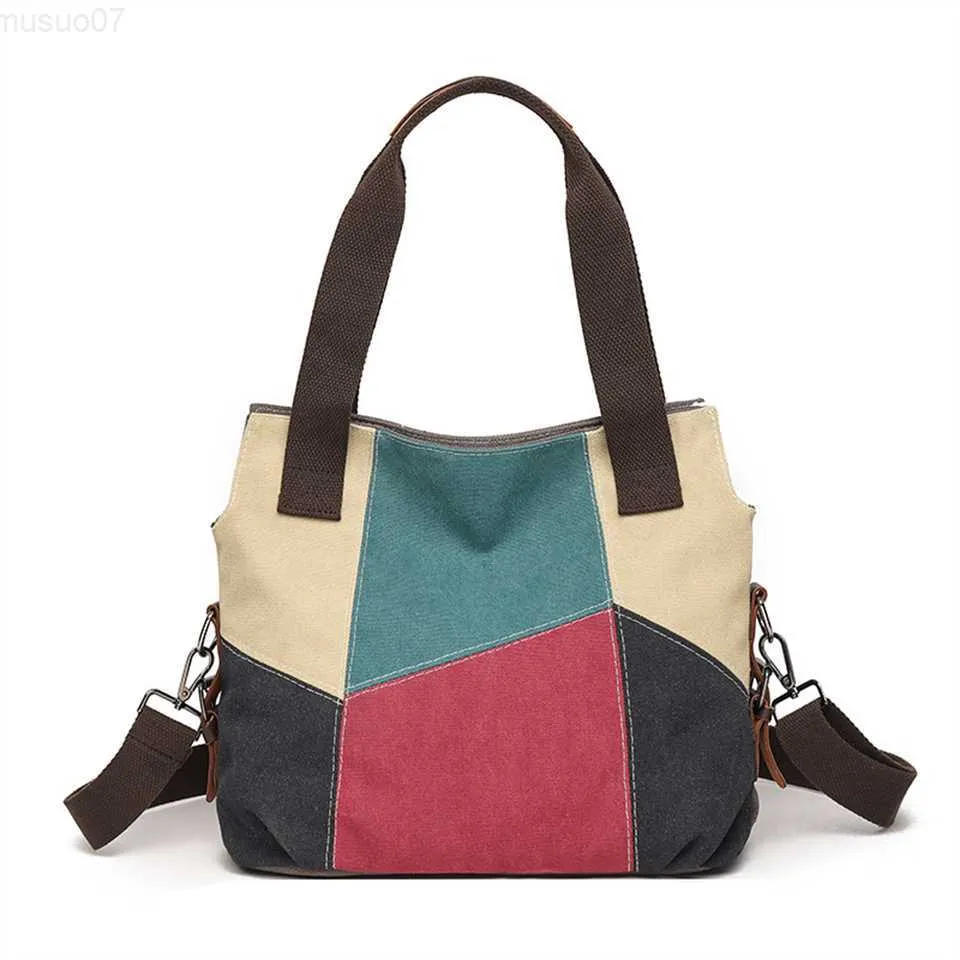 Messenger Bags Women New Handbags Crossody Bags Shoulder Bag Female Messenger Bags Color Block Canvas Handbags L230814
