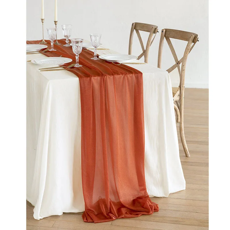 Tafelloper Graceful Table Runner Luxe pure voor bruiloft rustieke prinsesfeest Bridal Shower Birthday Christmas Decorations 230814