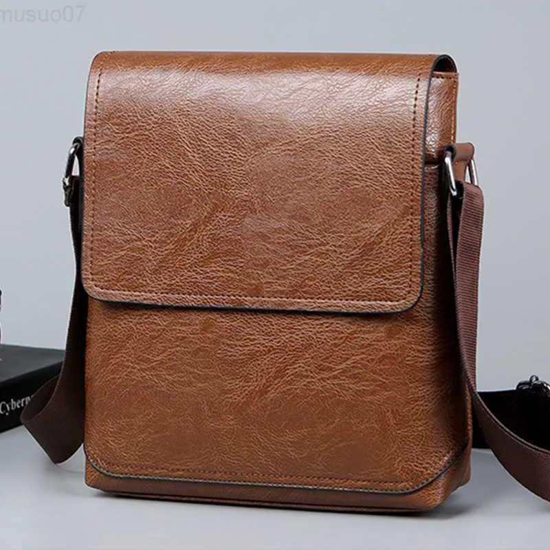 Messenger Bags Men Soft Pu Leather Messenger Bag Vintage Male Male Hoge capaciteit Crossbody Body Tas Travel Tablet Schoudertas Handtas Nieuw 2023 L230814