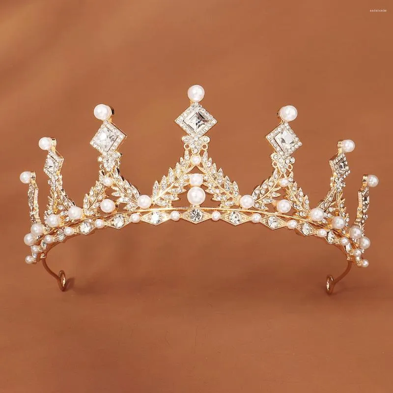 Headpieces Rhinestone Pearl Tiara Bröllop hårtillbehör för kvinnor Crystal Bridal Luxury Prom Crown Bride Headpiece Bridesmaid Gift