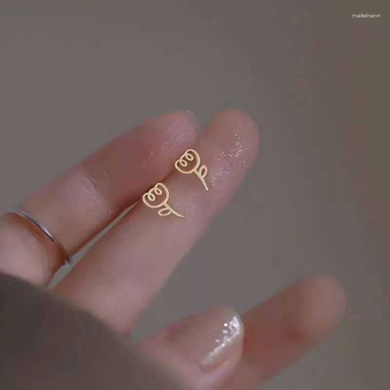 Gestüt Ohrringe Tiny Minimalist Silber Gold Farbe niedliche Mini Blume Tulp für Frauen Student Student Teen Ohr Piercing Schmuck Sommer