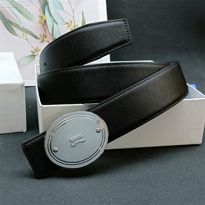 Genuine Leather Belts Men Designers Fashion Waistbands Width 3.8cm Unisex Trendy Golden Silver Letters Round Smooth Buckle Ceintures