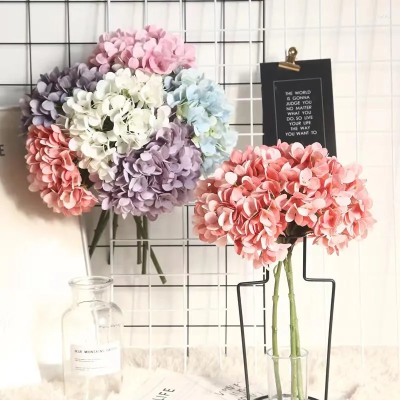 Decorative Flowers Ins Style Hydrangea Artificial High Quality Spun Silk Handmade DIY Dried For Garden Home Wedding Table Dcoration