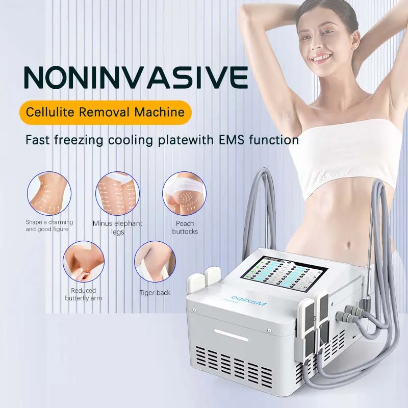 Resultado diretamente portátil Slimming EMS Gordura congelante Reduza as almofadas de refrigeração Cryo 4 Placas Redução de celulite Salão de escultura do corpo frio Salão