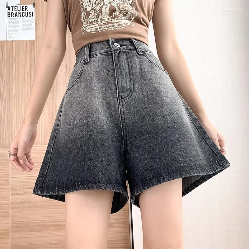 Kvinnors shorts tigena fashionabla lutning denim kvinnor 2023 sommar koreansk lös elastisk hög midja jeans kvinnliga korta byxor flickor