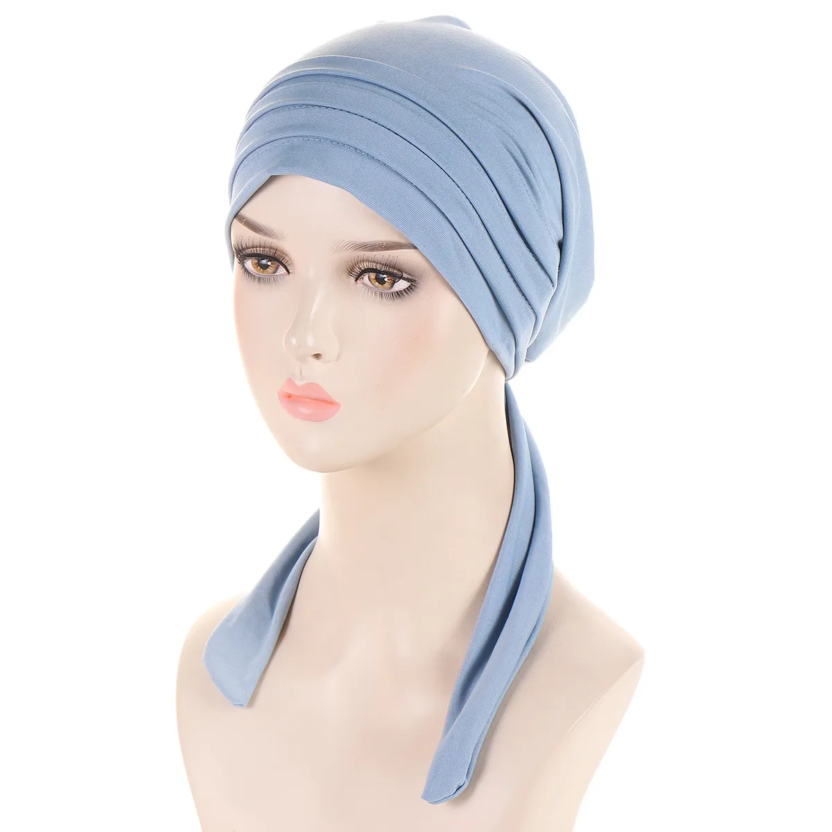NICEYST Women's Turban Cap - Chemo Beanie Headscarf With Rhinestone, Cotton, One Size (Blue) - View #6