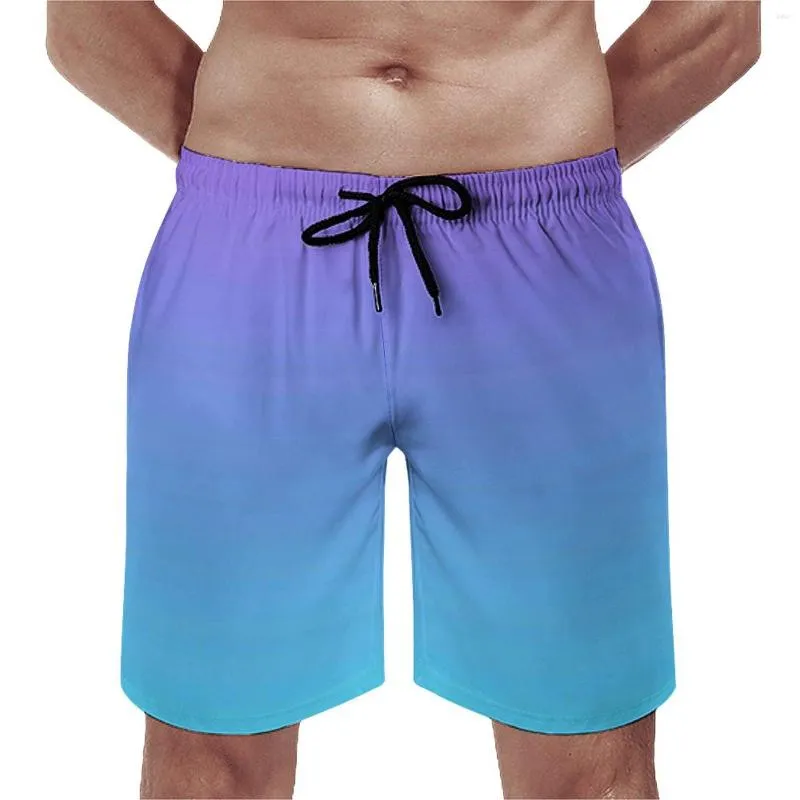 Men's Shorts Summer Board Trendy Sports Surf Purple And Teal Blue Custom Short Pants Cute Fast Dry Beach Trunks Plus Size