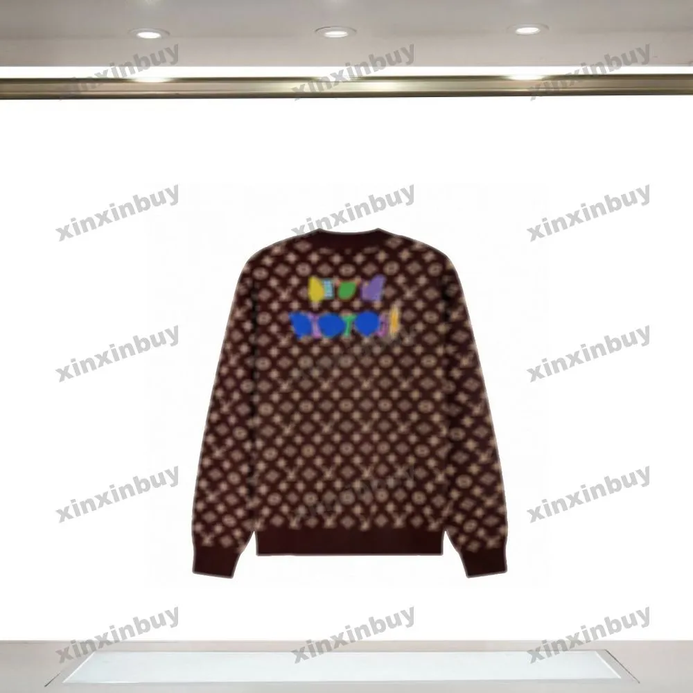 xinxinbuy mężczyzn designerskie bluzy bluzy z kapturem Paris List Jacquard Sweter koszykówki szary niebieski czarny biały 334030 xs-l