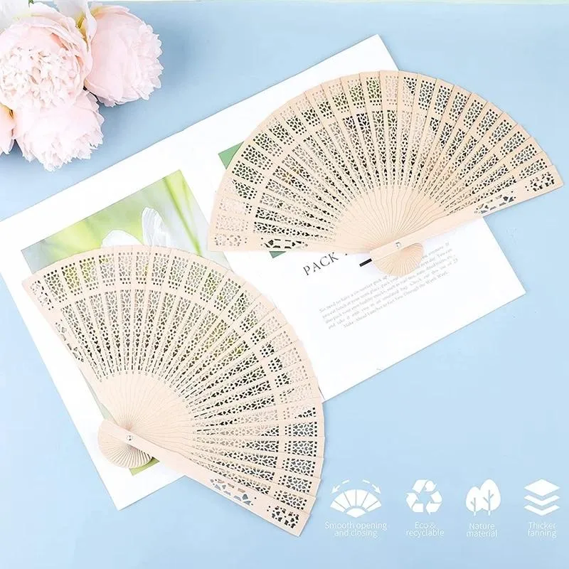 Personalized Hand-held Fans Chinese Sandalwood Fan Custom Made Names Words Hollow Out Hand Fans Summer Wedding Party Favor Supplies Gifts AL9953