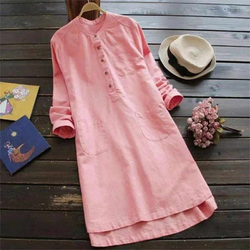 Casual Dresses Summer Short Vestido Loose Long Top 2023 Korean Fashion Women Vintage Sleeve Button Cotton Mini Shirt