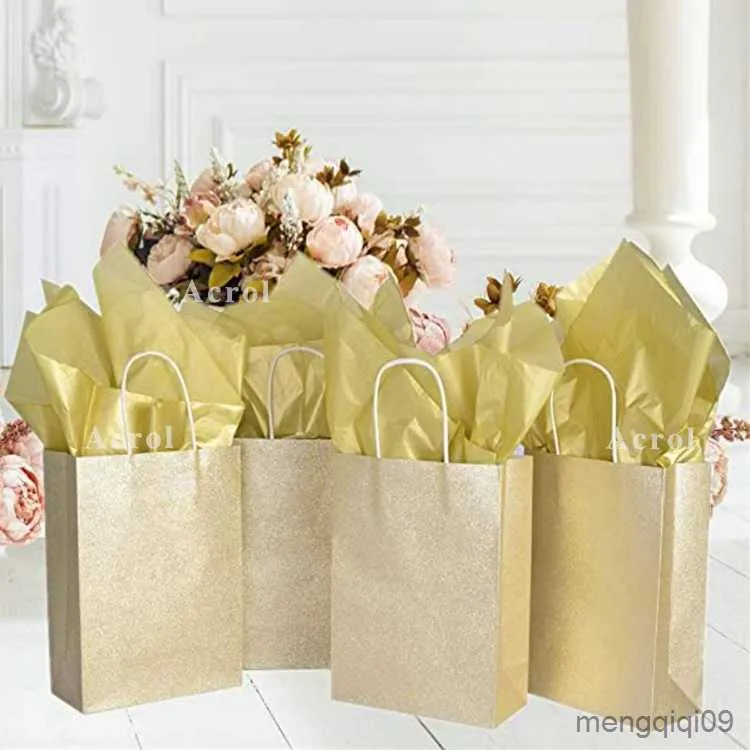 Gift Wrap 20pcs Tissue Paper 70*50CM Gold Paper Floral Wrapping Scrapbooking Paper Gift Decorative Flower Paper Home Decoration Party R230814