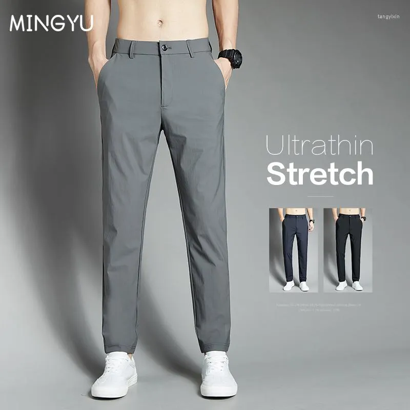 Męskie spodnie marka odzieży Summer Stretch Casual Men Thin Business Prosty klasyczny sport jogging nylonowe spodnie Mężczyzna plus rozmiar 28-40
