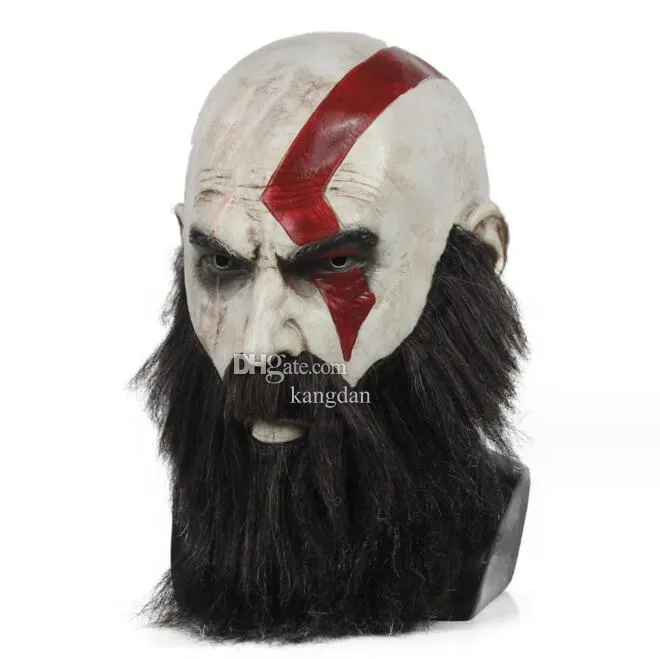 Game God of War 4 Kratos Masque avec barbe cosplay horreur de latex Masques Casque Halloween Scary accessoires L220530
