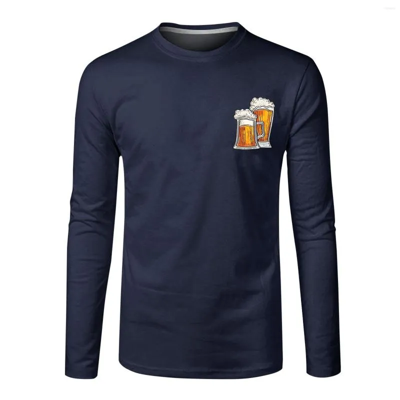 Men's T Shirts Chicken Shirt Men Long Sleeve Round Neck Breathable BEER Funny Prints Top Organizer For Man