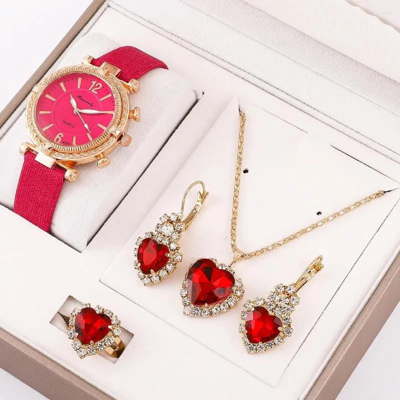 Wristwatches Women's Watch Luxury Fine Ladies WristWatch Present Set Necklace Female's Ring Earring Gift Earrings