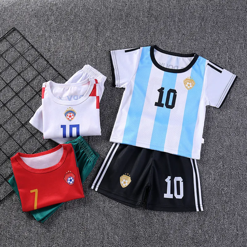 Clothing Sets Summer Baby Boys Football Suit Kids Clothes Toddler Girls Sports T Shirts Shorts 2 Pcs Children Competition Costume Set 230814