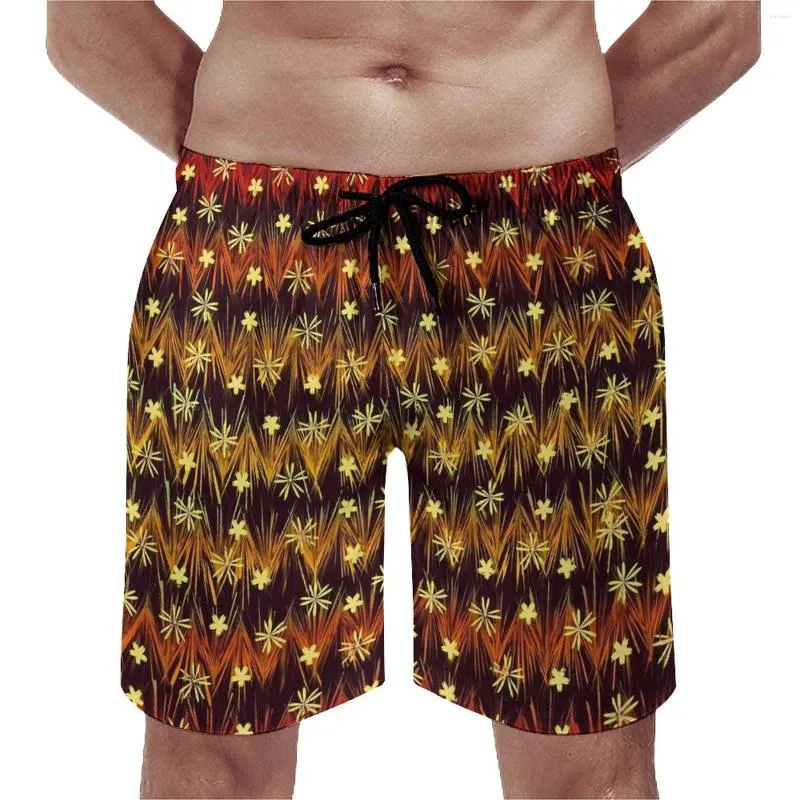 Mäns shorts Ditsy Floral Board Yellow Flower Print Running Surf Short Pants Snabbt torrt retro Design Plus Size Swimming Trunks