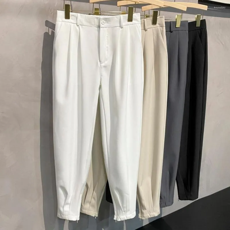 Pantaloni da uomo uomo harem zip bottone zip solido 6 taglie da nove punti casual pantaloni classici