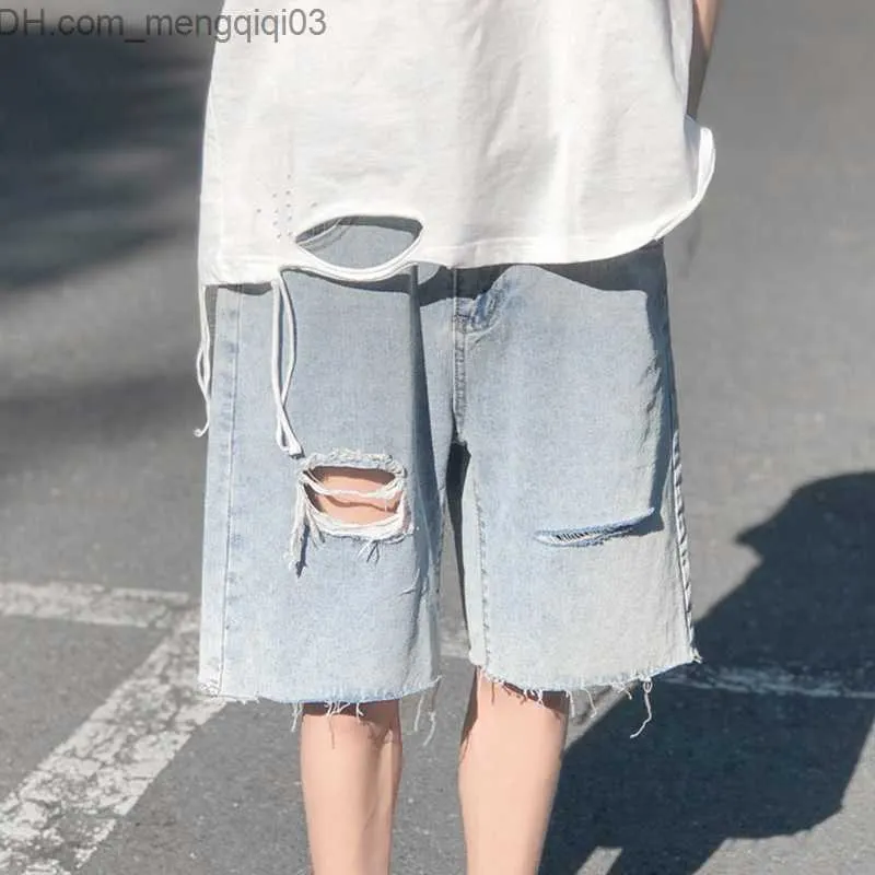 Men's Pants Men's Summer Fashion Brand Loose Straight Boxed Beggars Pants Tight Jeans hombre Men's Calca masculina pantacourt Men's Clothing Z230815