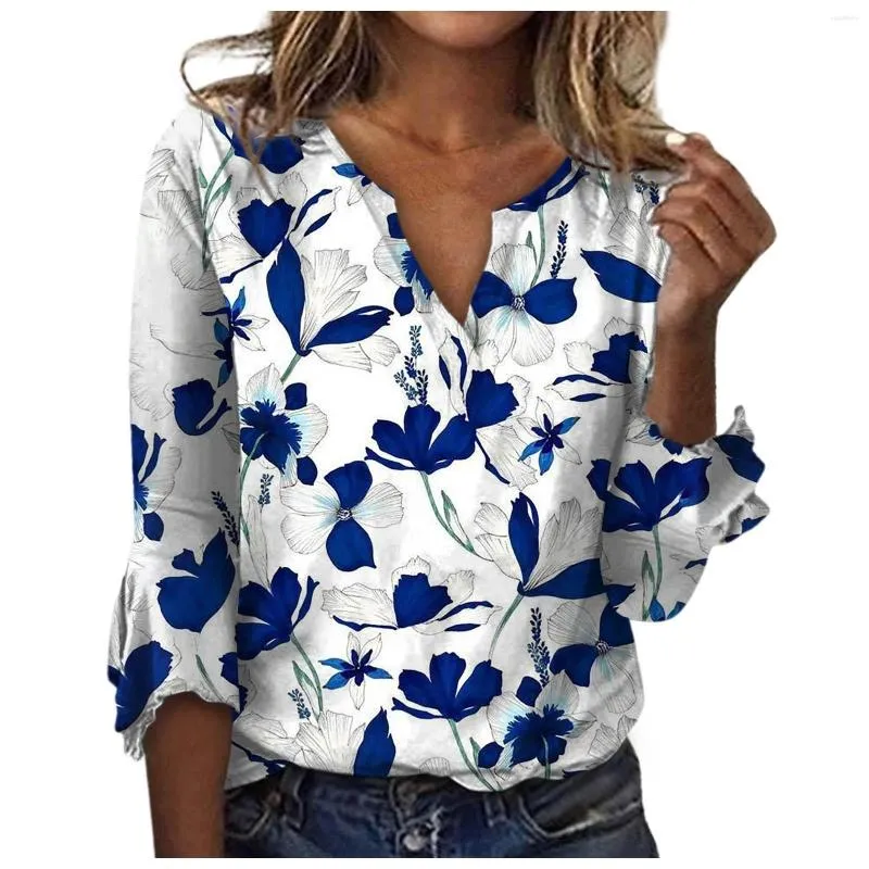 2023 Womens Ethnic Floral Work Shirt Dressy Casual 3 4 Sleeve Blouses With 3x Stretch V Neck Camisole Top For Summer From Xiguanchu 36.26 DHgate.Com