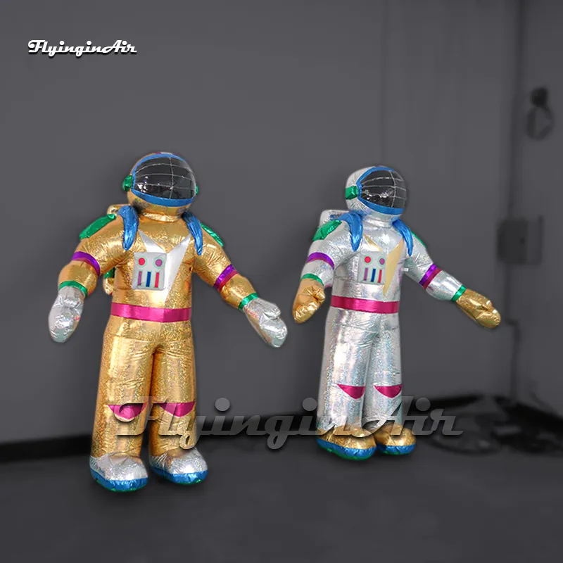 Partihandel Fantastisk stor uppblåsbar astronautmodell Golden/Silvery Spaceman Figur Balloon för Space Theme Party Show