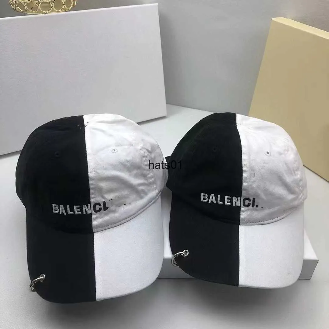 Новый Balenciga Черно -белая контрастная бейсбольная шляпа Pure Cotton Pare Pare Duck Longue Hat Hat Casual Fashion Sunscreen Шляпа вышитая буква стиль