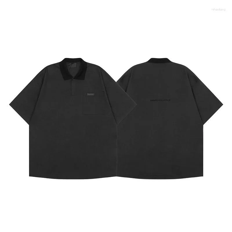 メンズポロス2023サマーポロシャツ高品質のコットンヒップホップストリートウェアポケットカジュアルトップ