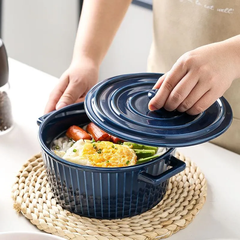 Skålar nordisk stil keramisk ramen skål omedelbar nudel med sked pinnar kök soppa servis uppsättning frukt sallad ris