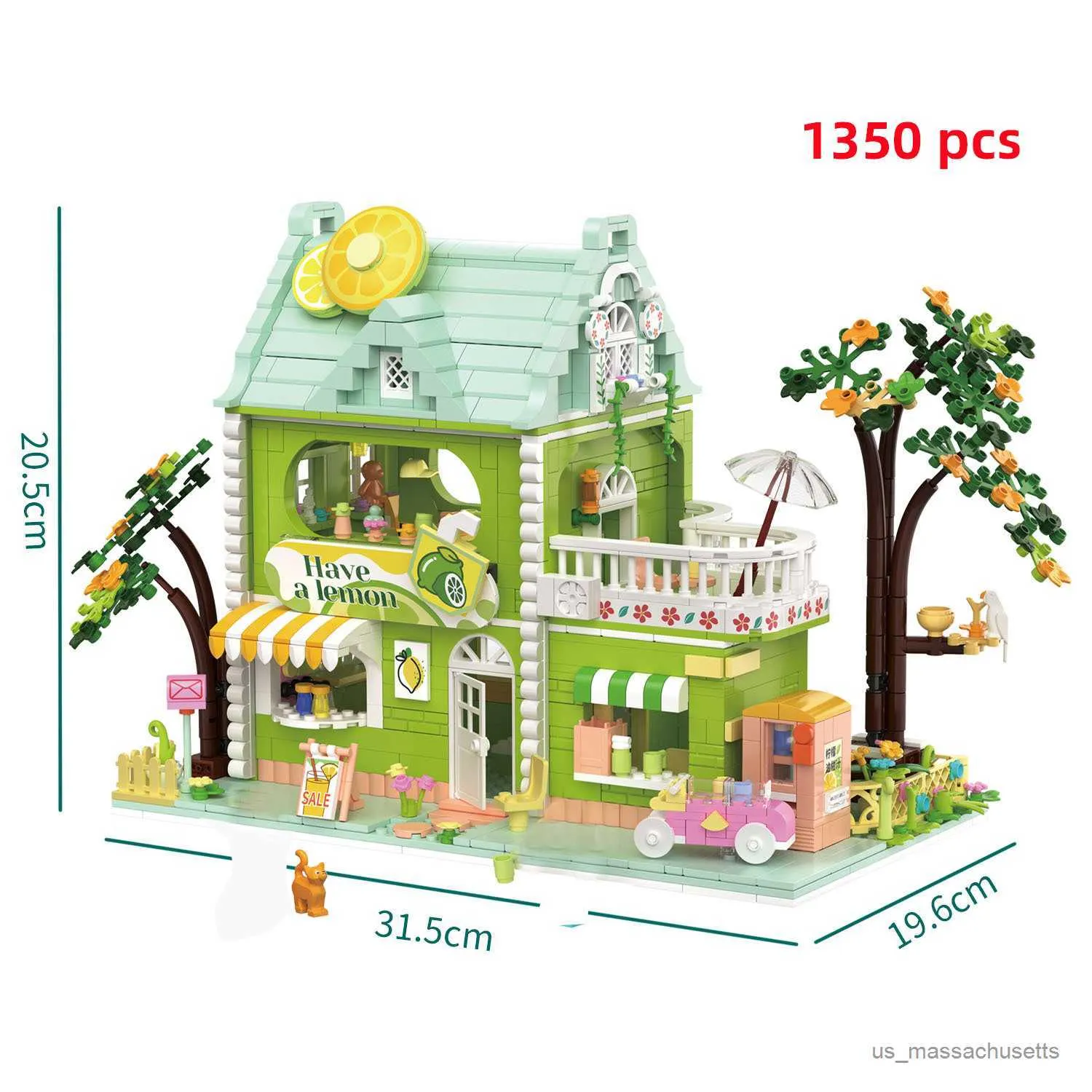 Blocks City Street View Architecture Villa Japan Food Shop House Retail Store Restaurant Model Building Block Toys For R230814