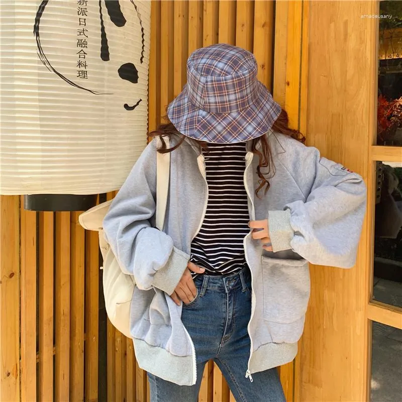 Women's Hoodies Plush Padded Hoodie Korean Streetwear Harajuku Kawaii  Oversized Zipper Sweatshirt Clothing Style Long-sleeved Top