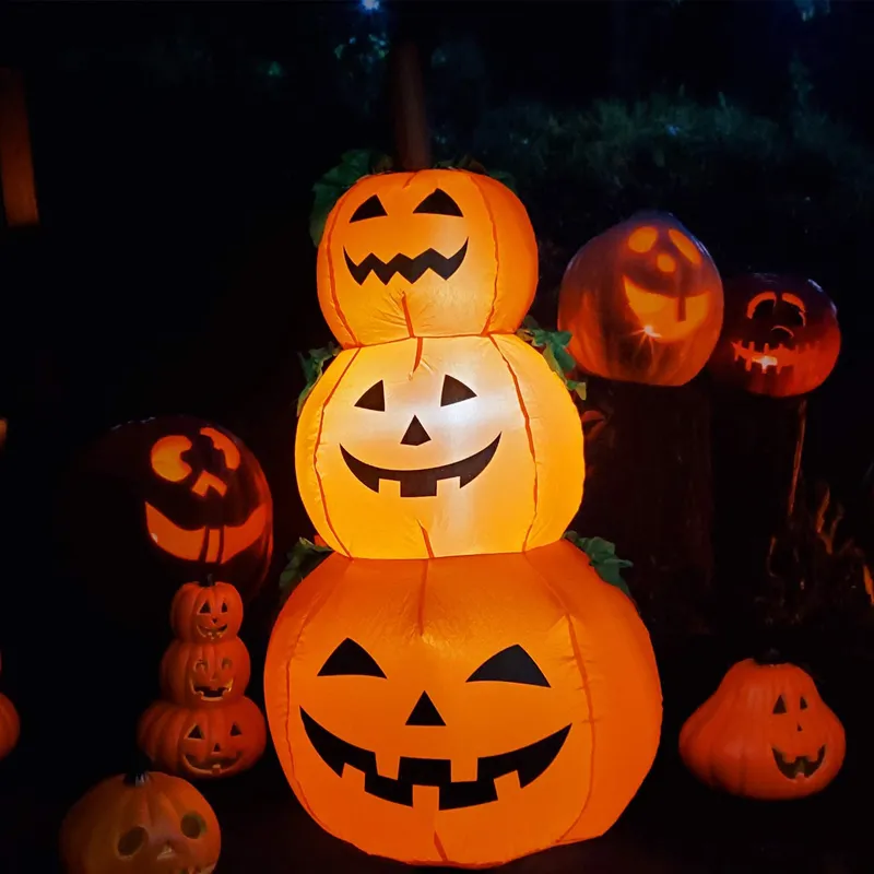 Altre forniture per feste di eventi da 120 cm gigante di zucca Halloween LED gonfiabile giocattoli illuminati 3 jack-o-lanterns cortiera decorazione di decorazioni oggetti di scena dell'aiuto 230812