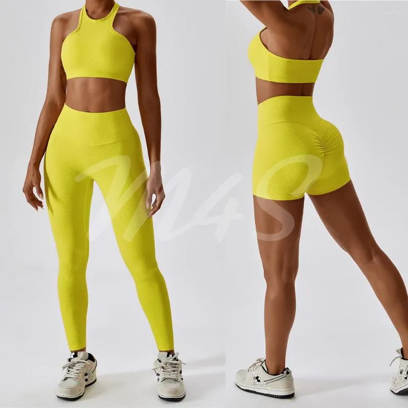 Active Sets Ribbed Workout Clothes For Women Ensemble Fitness Gym Yoga Set Pilates  Outfits Tracksuit Sport Suit Crop Top Leggings From 18,16 €