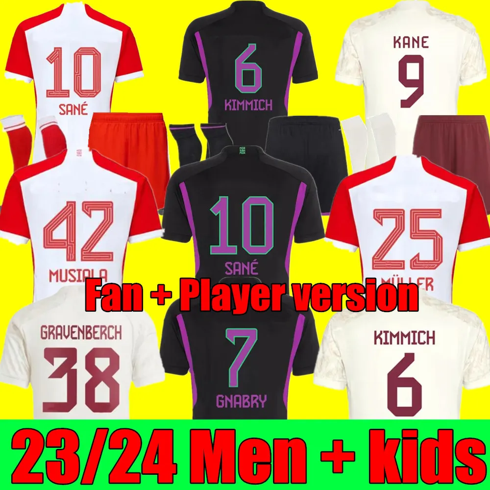 Mane 23 24 Bayern Münih Soccer Jersey Joao Cangelo de Ligt Sane Kane 2023 2024 Futbol Gömlek Musiala Gnabry Goretzka Muller Erkek Çocuk Kitleri Kimmich hayranları çalar