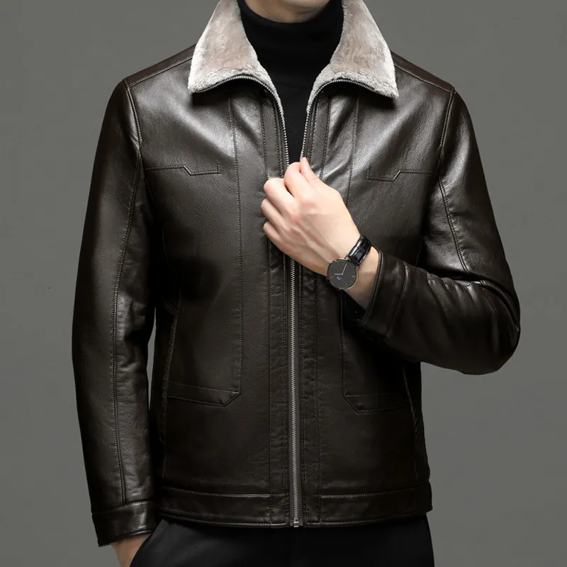 Chaquetas para hombres para hombres engrosamiento de estilo cl sico de la altura de la moda de cuero abrigo de piel chaqueta de negocios masculina en