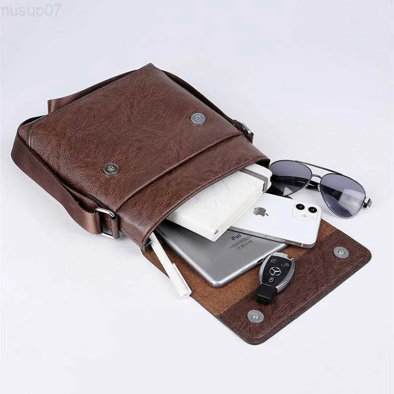 Messenger Bags Men Soft PU Leather Messenger Bag Vintage Male High