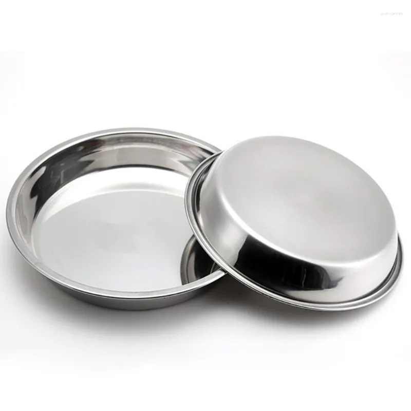 Plates Stainless Steel Plate Round Dinner Dish Cake Pan Reusable And Dishwasher Safe