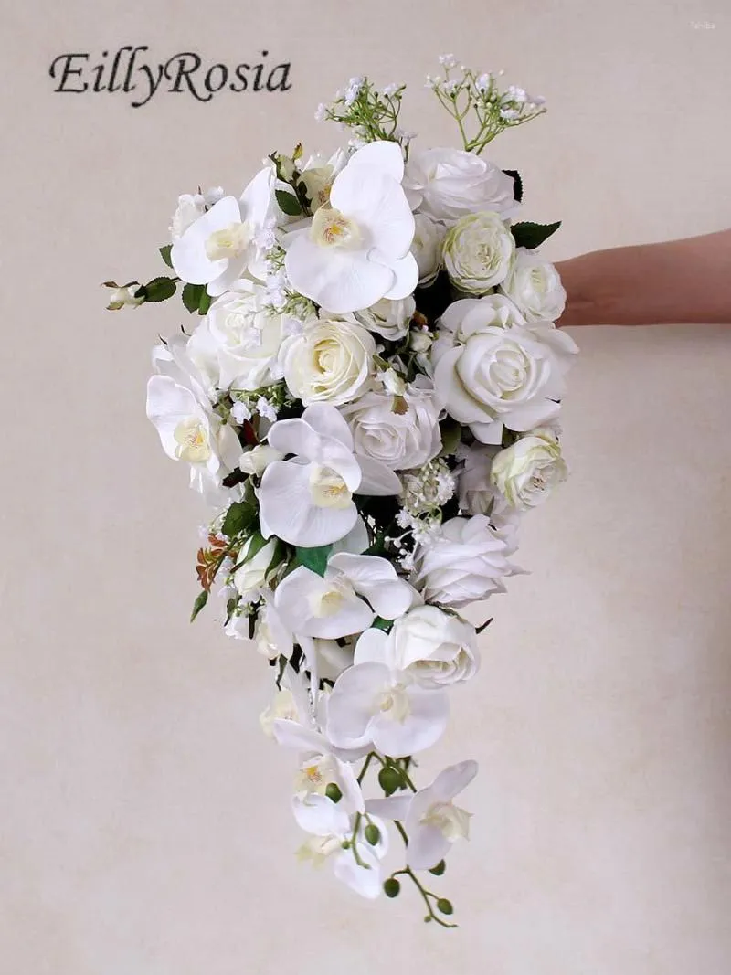 Country Chic Lisianthus Wedding Bouquet: Phalaenopsis Orchid White