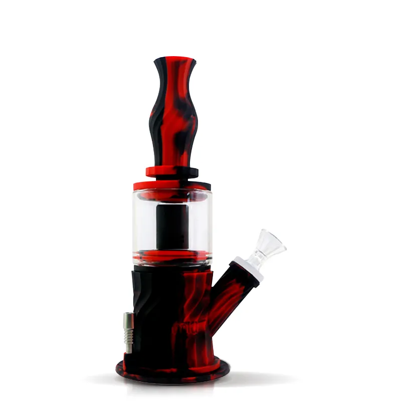 Vaxmaid dubbel percolator vatten rör glas bongs vattenpipa multifunktion 4 i 1 honungskaka platina botad silikon us lager detaljhandelsbeställning gratis frakt