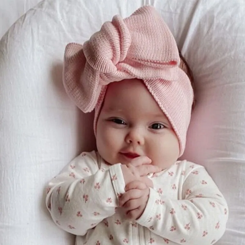 Överdimensionerad båge pannband för nyfödda hårtillbehör diy baby flickor stickad bowknot turban headwrap varm breda band virkade