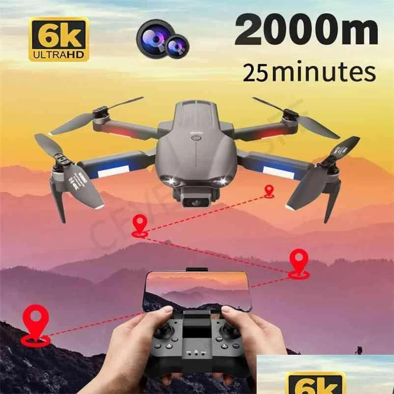Aeronave eléctrico/RC F9 GPS Drone 6K Dual HD Pogografía Profesional Pogografía Motor sin escobillas Quadcopter plegable RC Distancia 200 DHJHM