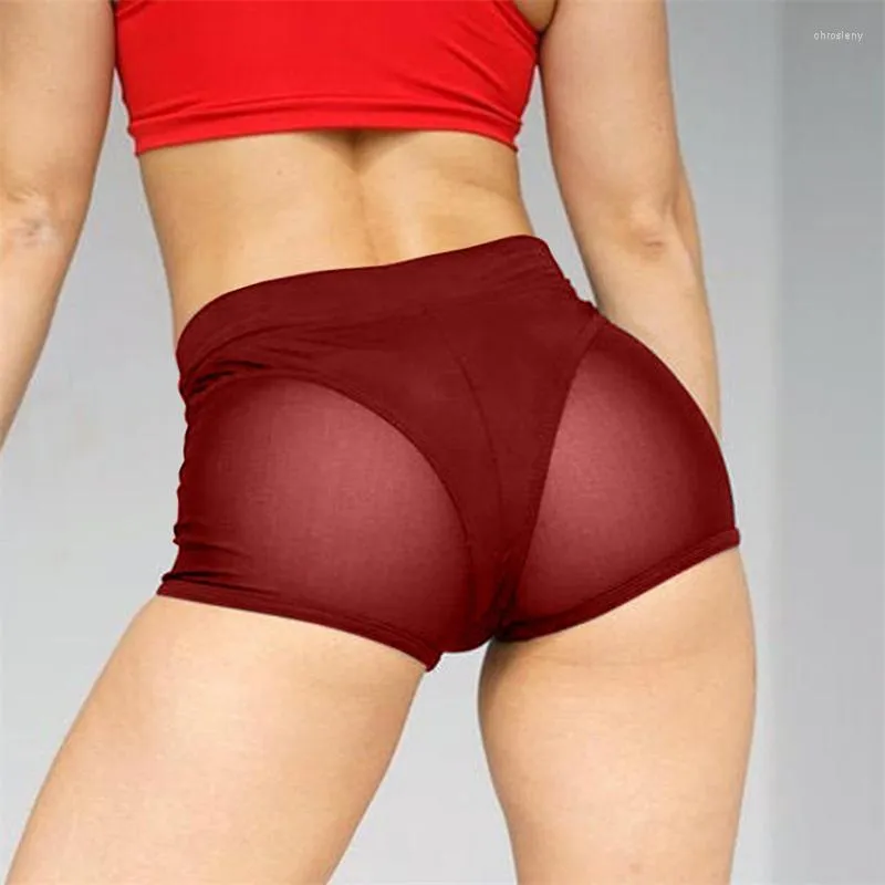 Kvinnors shorts kvinnor sexig hög midja träning fitness kvinnlig byte dans se-through mesh lapptäcke poldans klubbkläder
